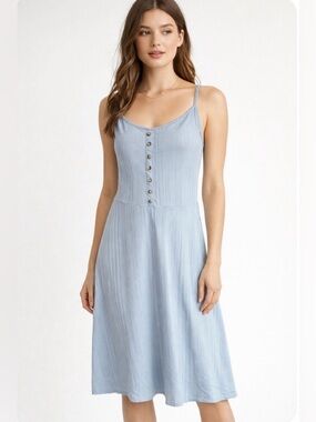 NWT Magazine Blue Ribbed Midi Dress - Size Medium
